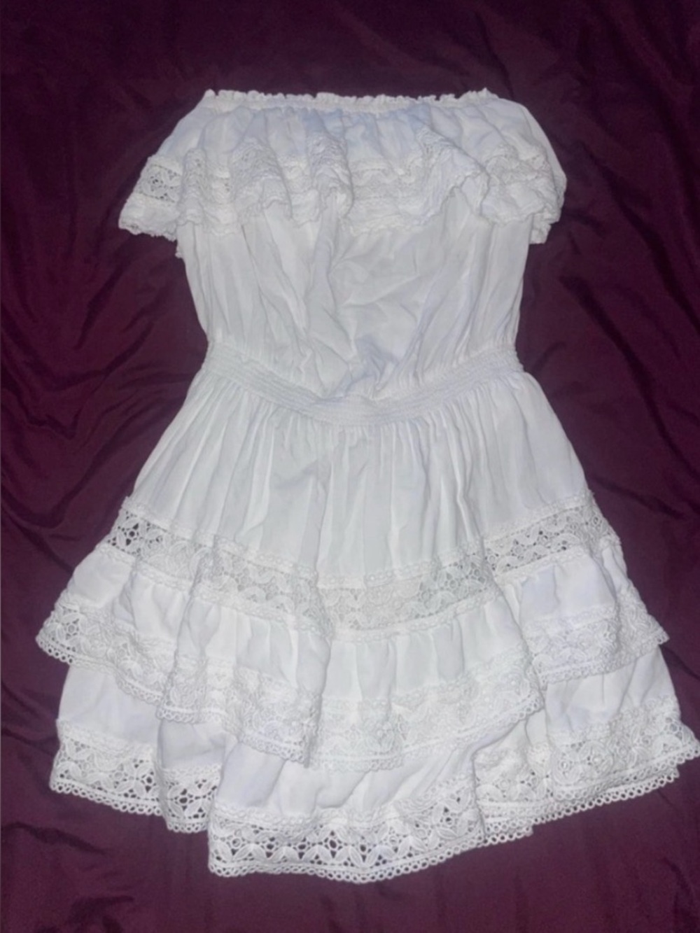 Melissa Odabash Salma Strapless Macramé Lace-trimmed Woven Mini Dress size large - Picture 6 of 10
